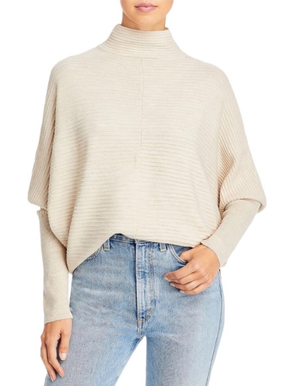 FRENCH CONNECTION Soft
Mock Neck Dolman Sleeve Sweater
Oatmeal Size Medium